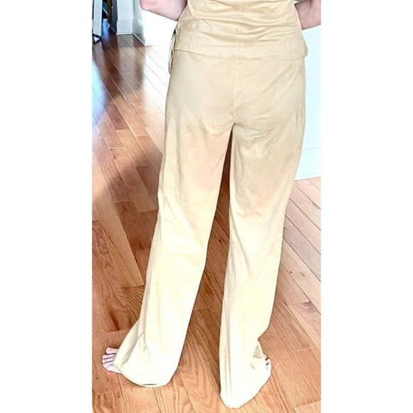 Max Studio Golden Yellow Drawstring Womens Pants Sz S Microfiber Faux Suede - Picture 2 of 12